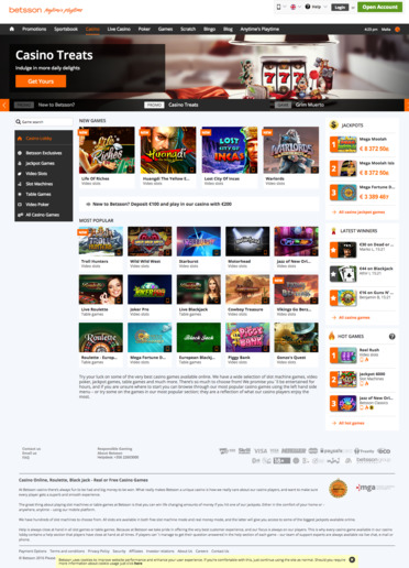 Betsson Casino Slots Homepage