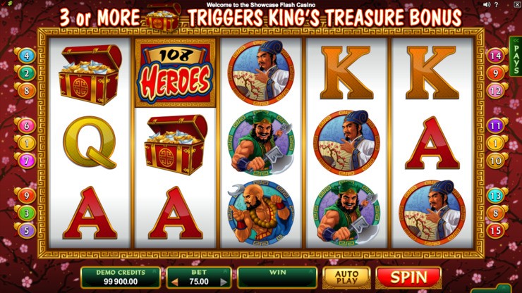 Play free 108 Heroes slot by Microgaming