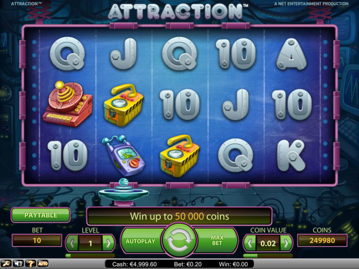 Play free Attraction slot by NetEnt