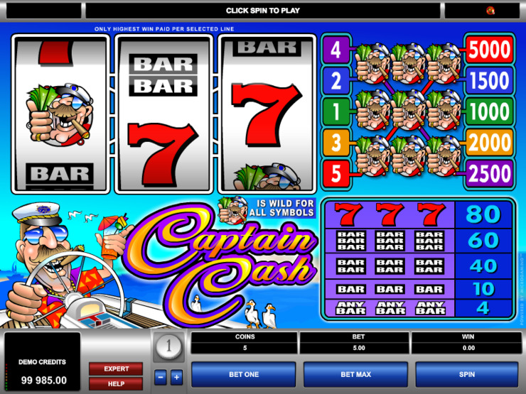 Play free Captain Cash slot by Microgaming