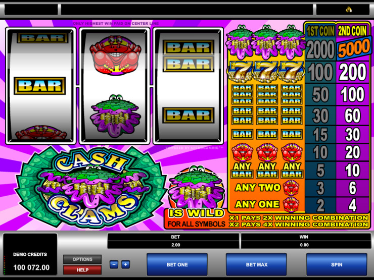 Play free Cash Clams slot by Microgaming