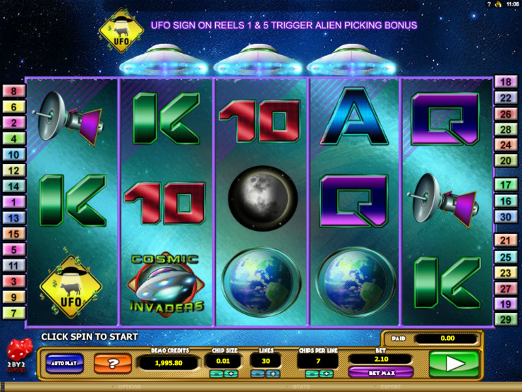 Play free Cosmic Invaders slot by Microgaming