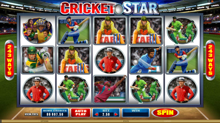 Play free Cricket Star slot by Microgaming