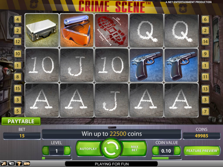 Play free Crime Scene slot by NetEnt