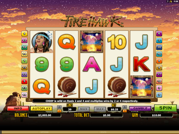 Play free Fire Hawk slot by Microgaming