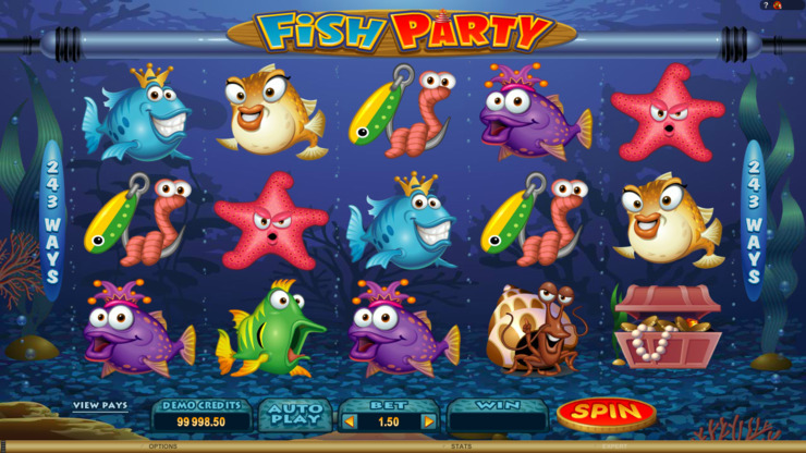 Play free Fish Party slot by Microgaming