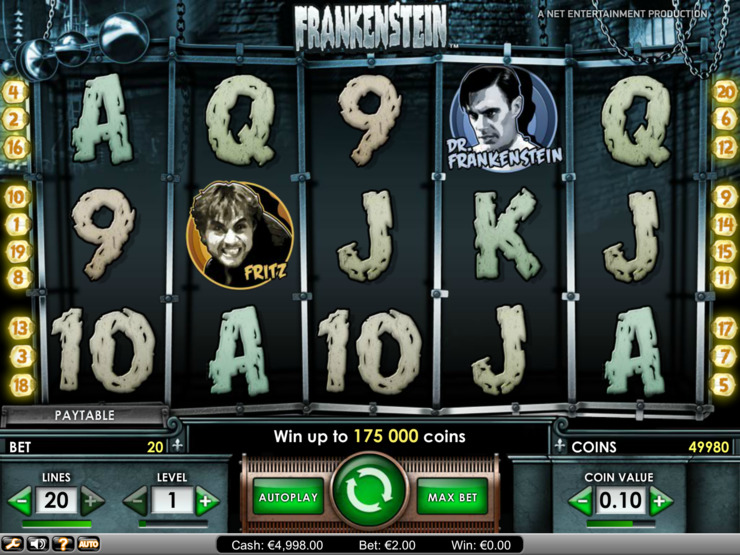 Play free Frankenstein slot by NetEnt