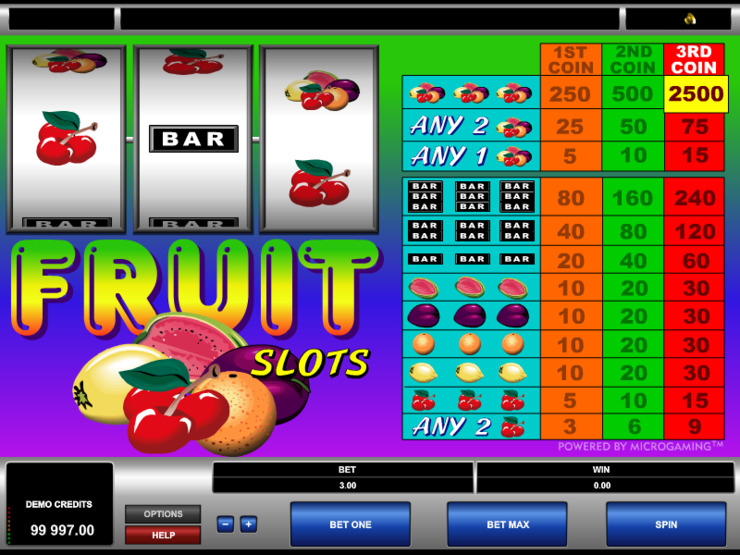 Play free Fruit Slots slot by Microgaming