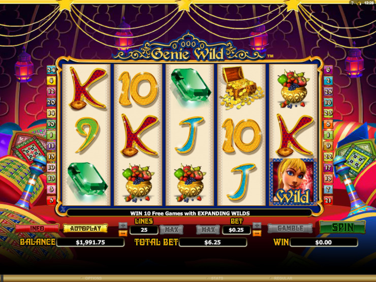 Play free Genie Wild slot by Microgaming