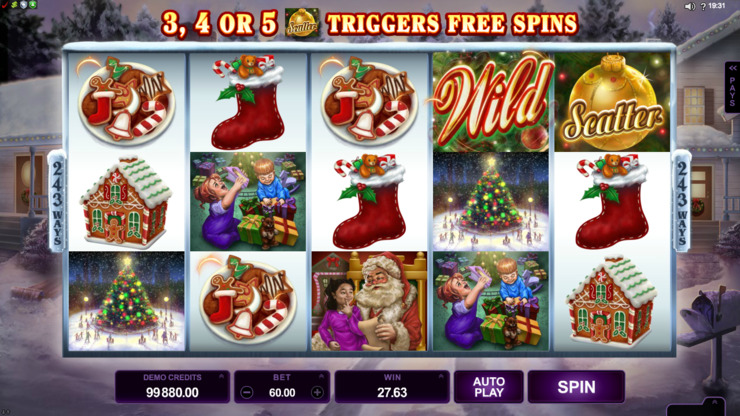 Play free Happy Holidays slot by Microgaming