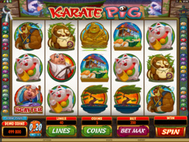 Play free Karate Pig slot by Microgaming