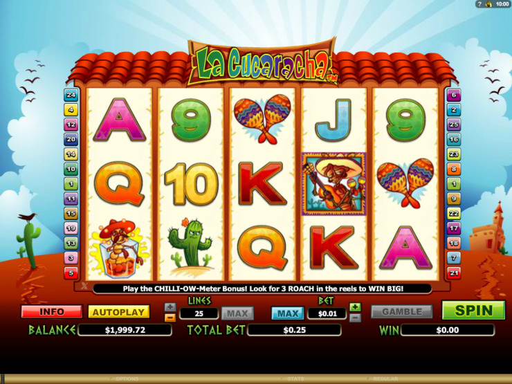 Play free La Cucaracha slot by Microgaming