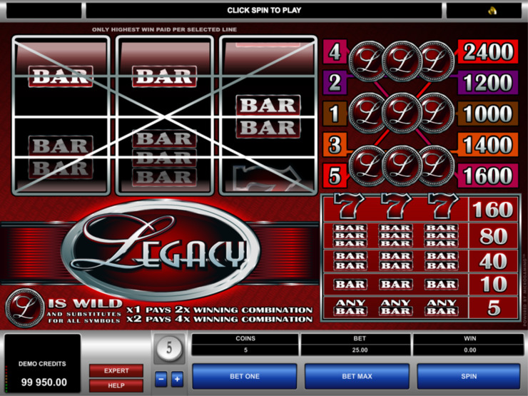 Play free Legacy slot by Microgaming