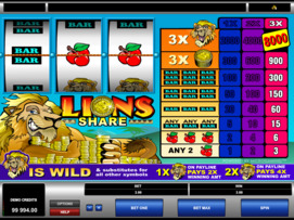 Play free Lions Share slot by Microgaming