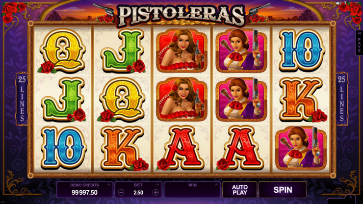 Play free Pistoleras slot by Microgaming