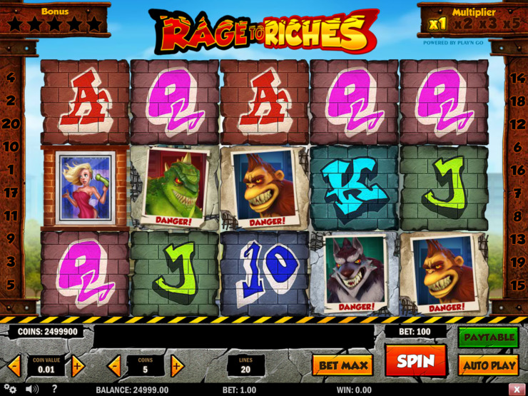 Play free Rage To Riches slot by Play'n GO