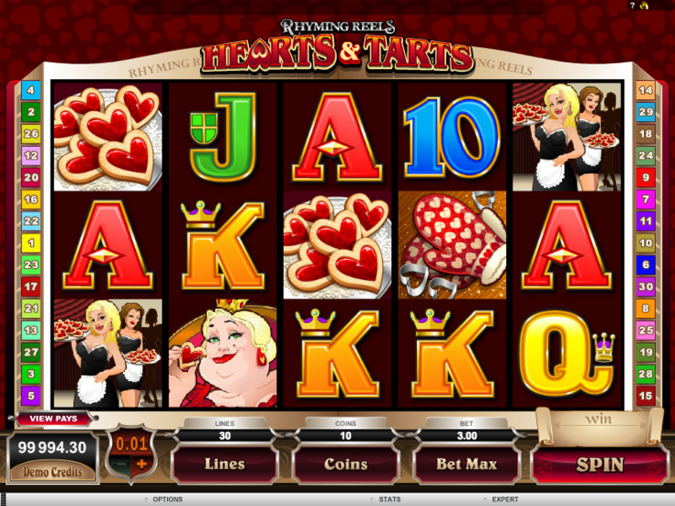 Play free Rhyming Reels Hearts & Tarts slot by Microgaming