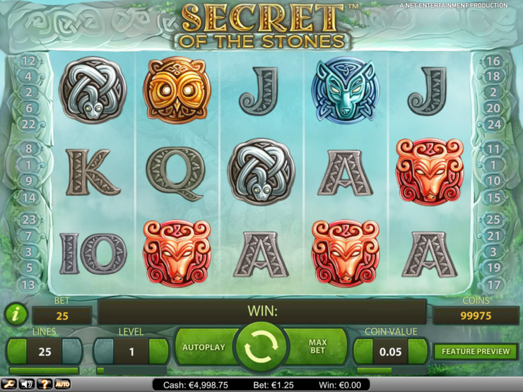 Play free Secret of the Stones slot by NetEnt