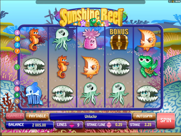 Play free Sunshine Reef slot by Microgaming