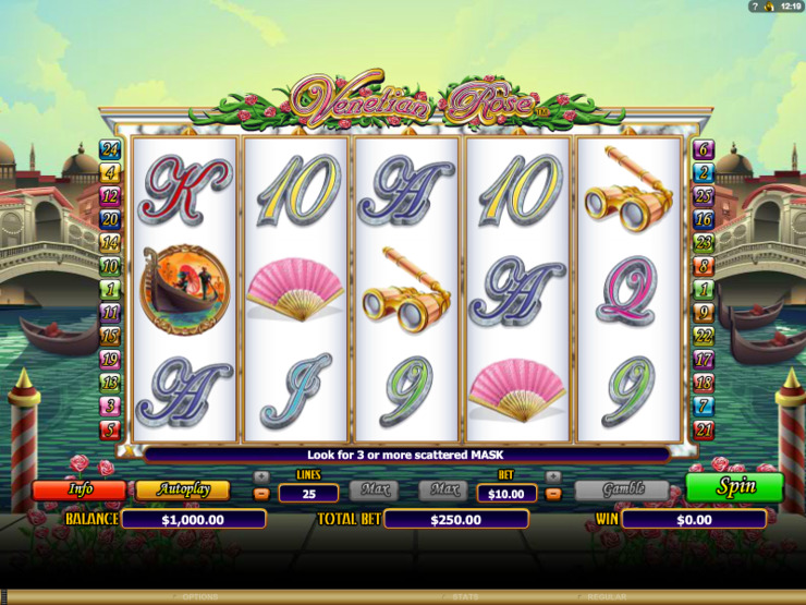 Play free Venetian Rose slot by Microgaming