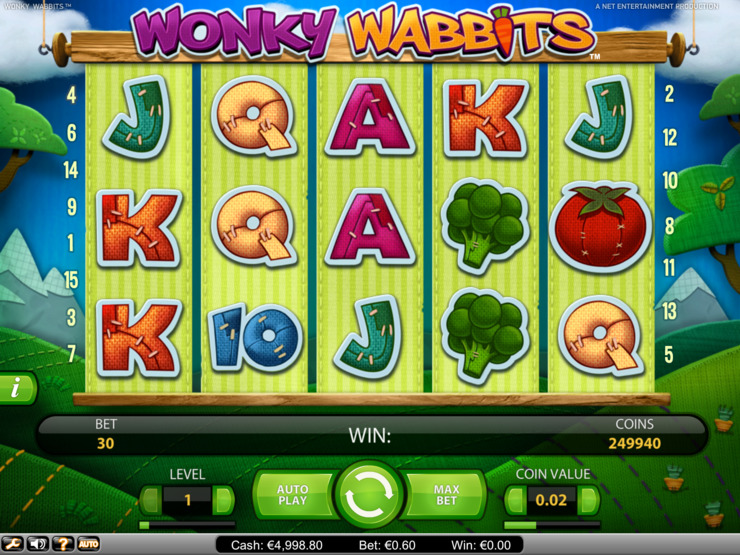 Play free Wonky Wabbits slot by NetEnt