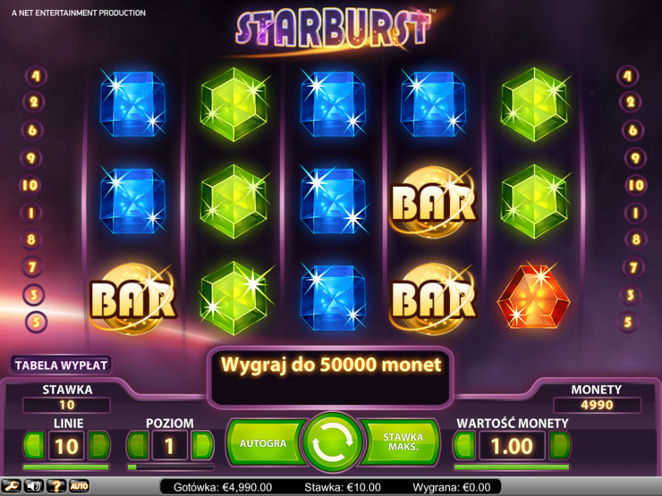 Starburst slot machine review and free play